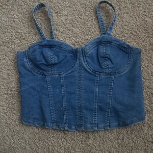 No Boundaries Denim Blue Crop Top